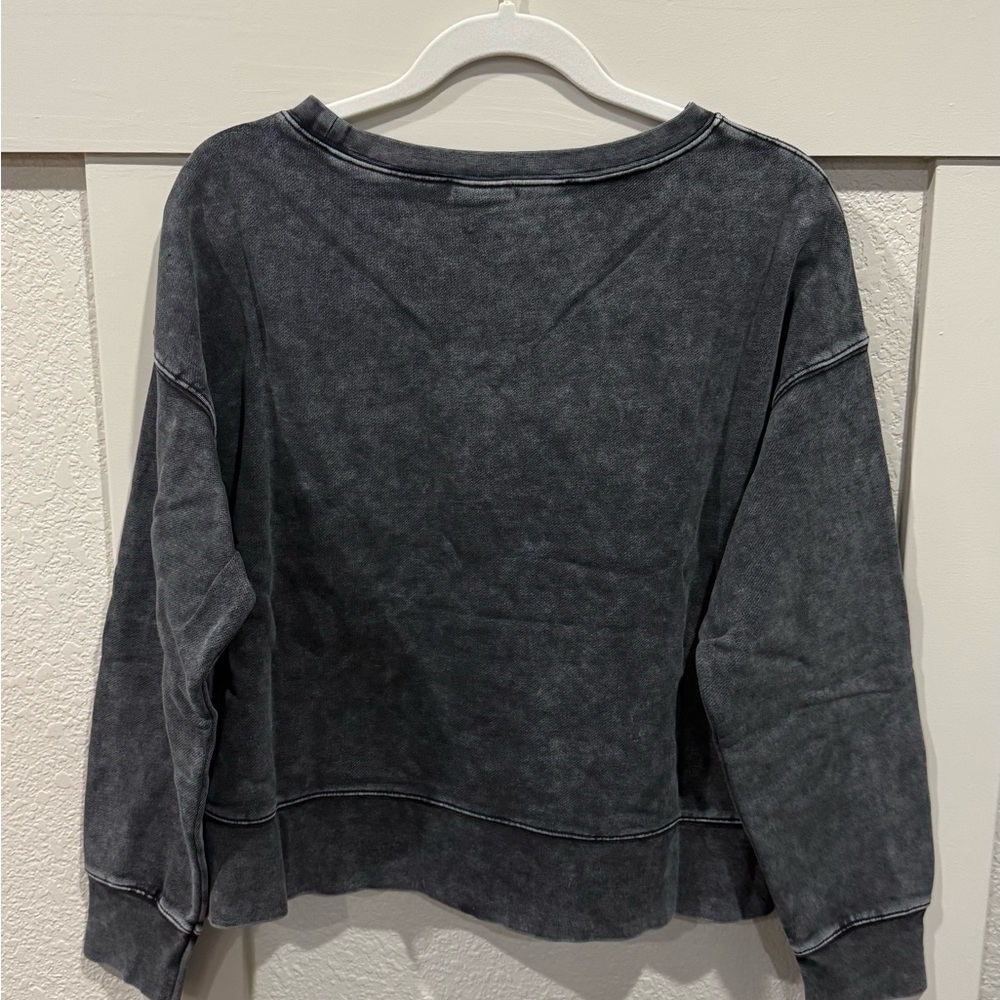 Seint Black Oversized Sweatshirt Long Crop - Picture 2 of 3